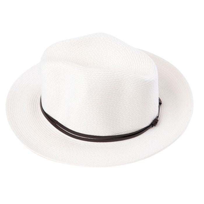 Borsalino hat leather strap White