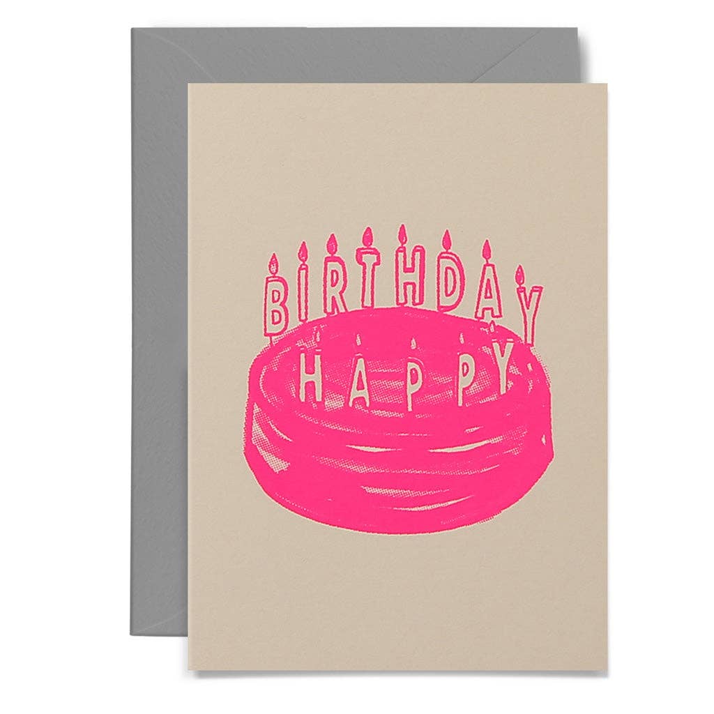 CANDLE CAKE Neon pink on blush card