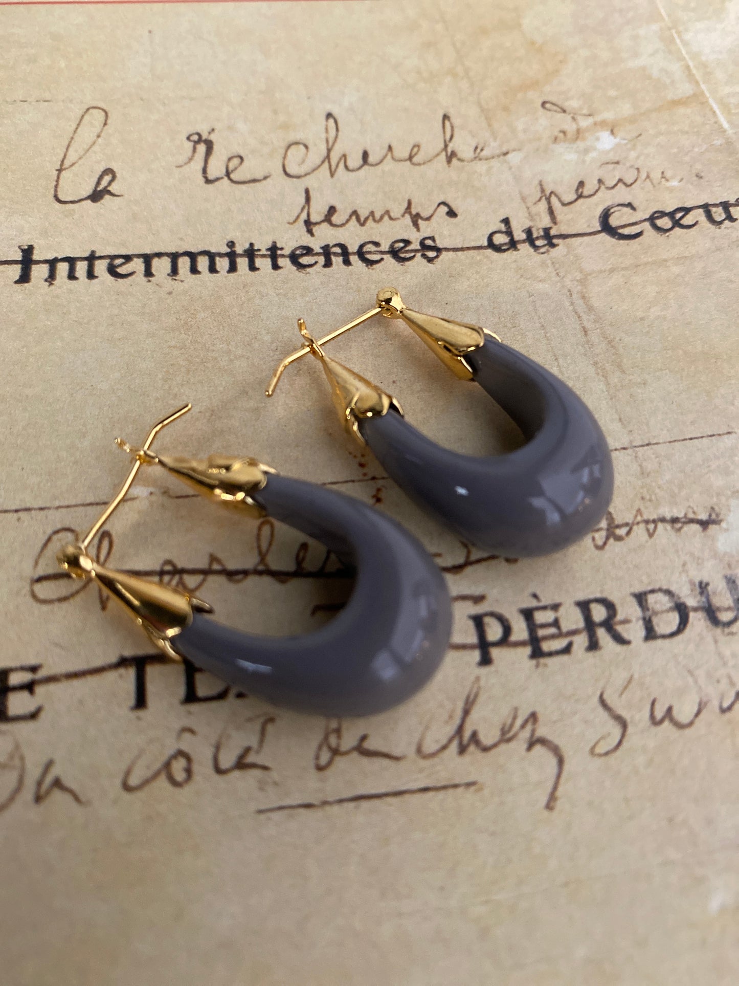 Gas Bijoux Earrings Ecume Small Grey