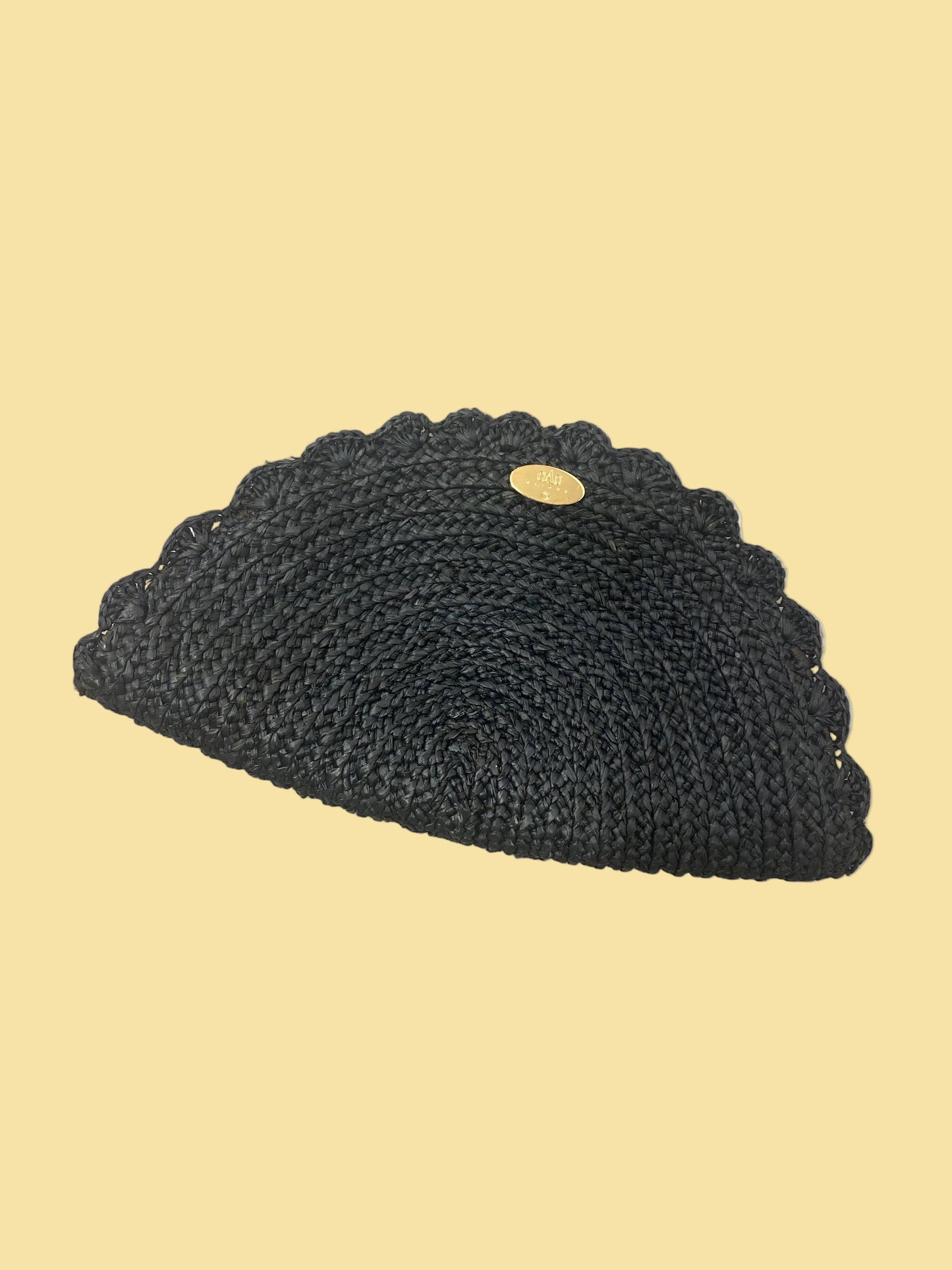 Gas Bijoux Raffia Clutch Black