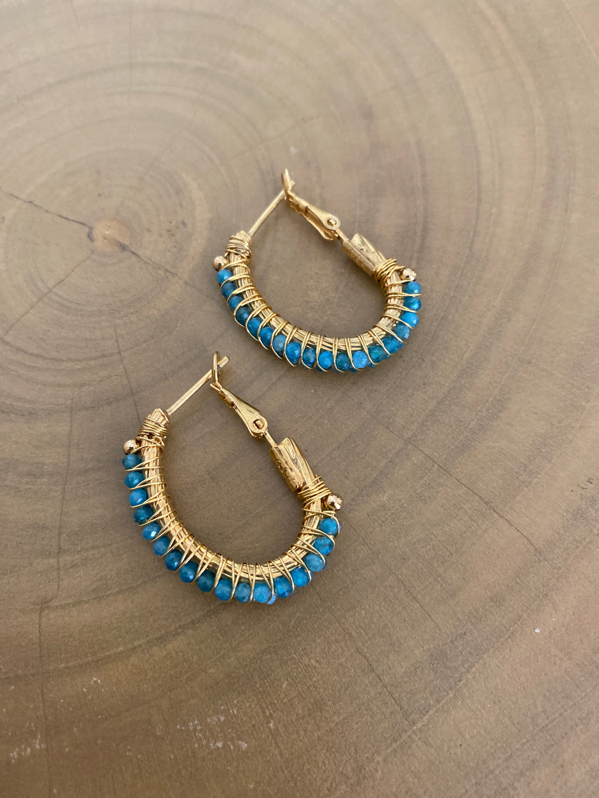 Gas Bijoux Hoop Earrings Lyre Small Turquoise