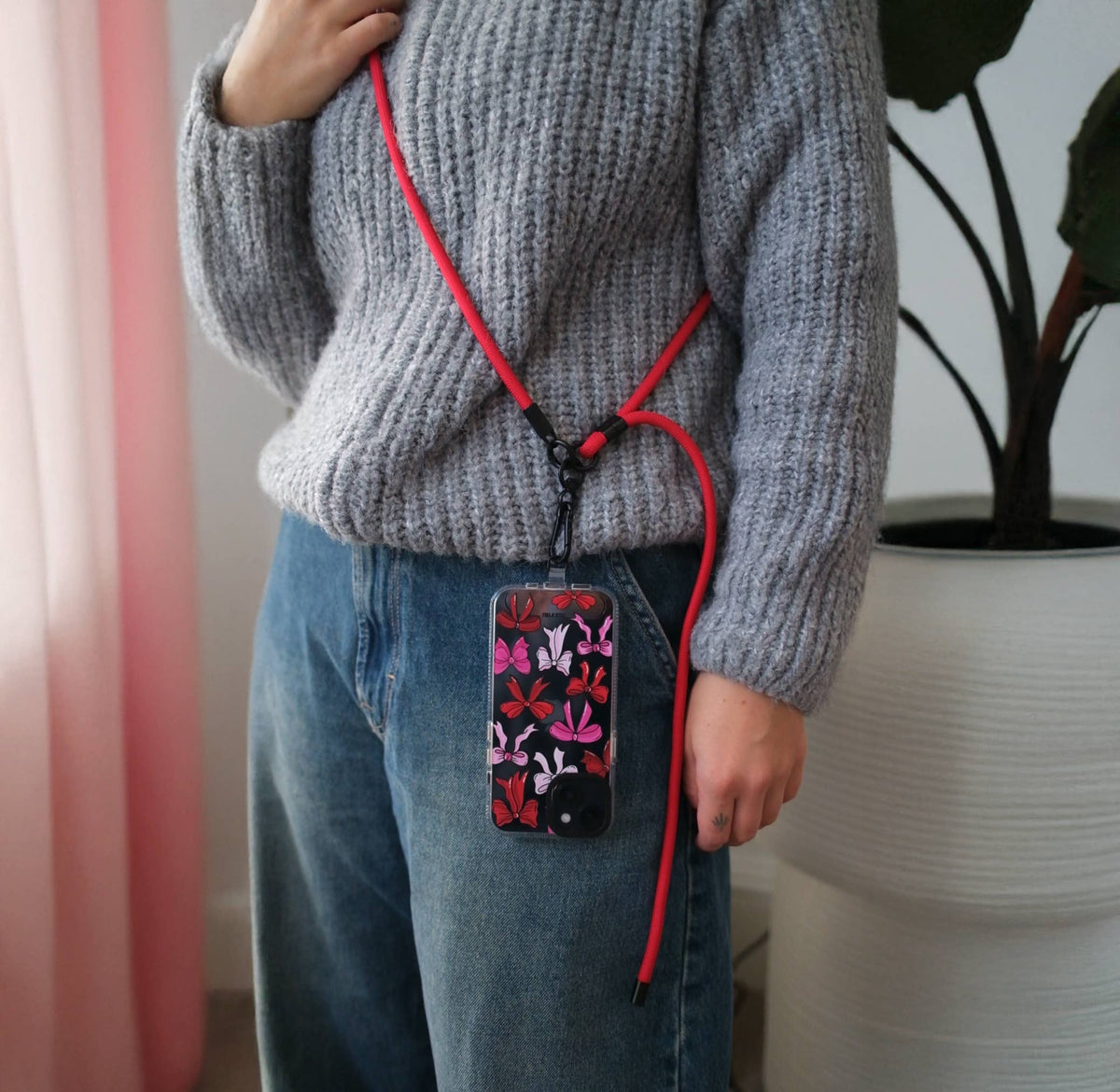 Beige Pink Phone Strap