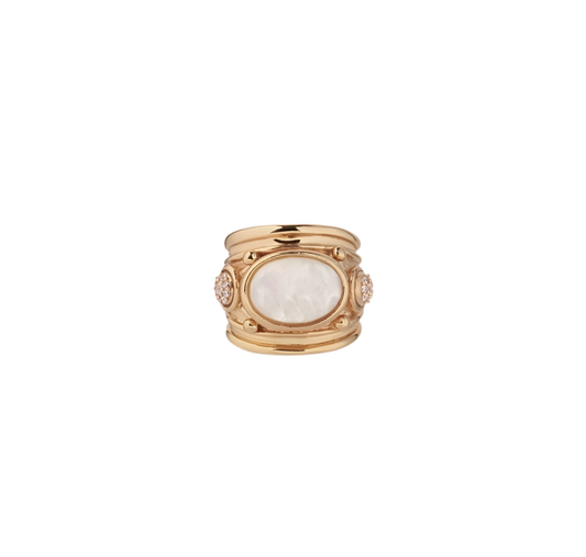Gas Bijoux Ring Simone Strass and Mother of Pearl