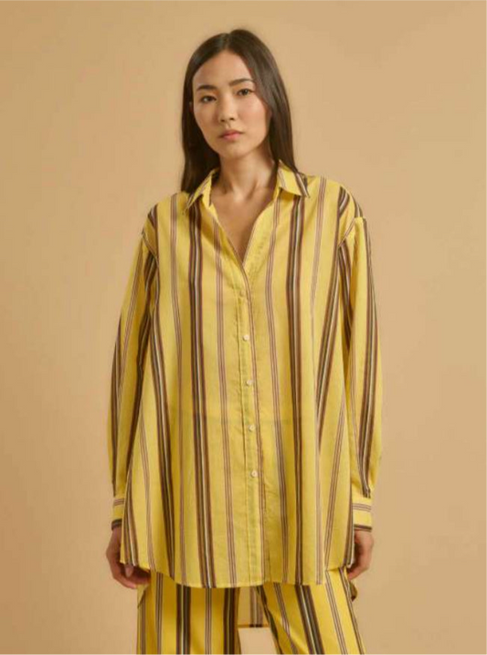 Diega Centia Cotton Shirt Yellow Stripes