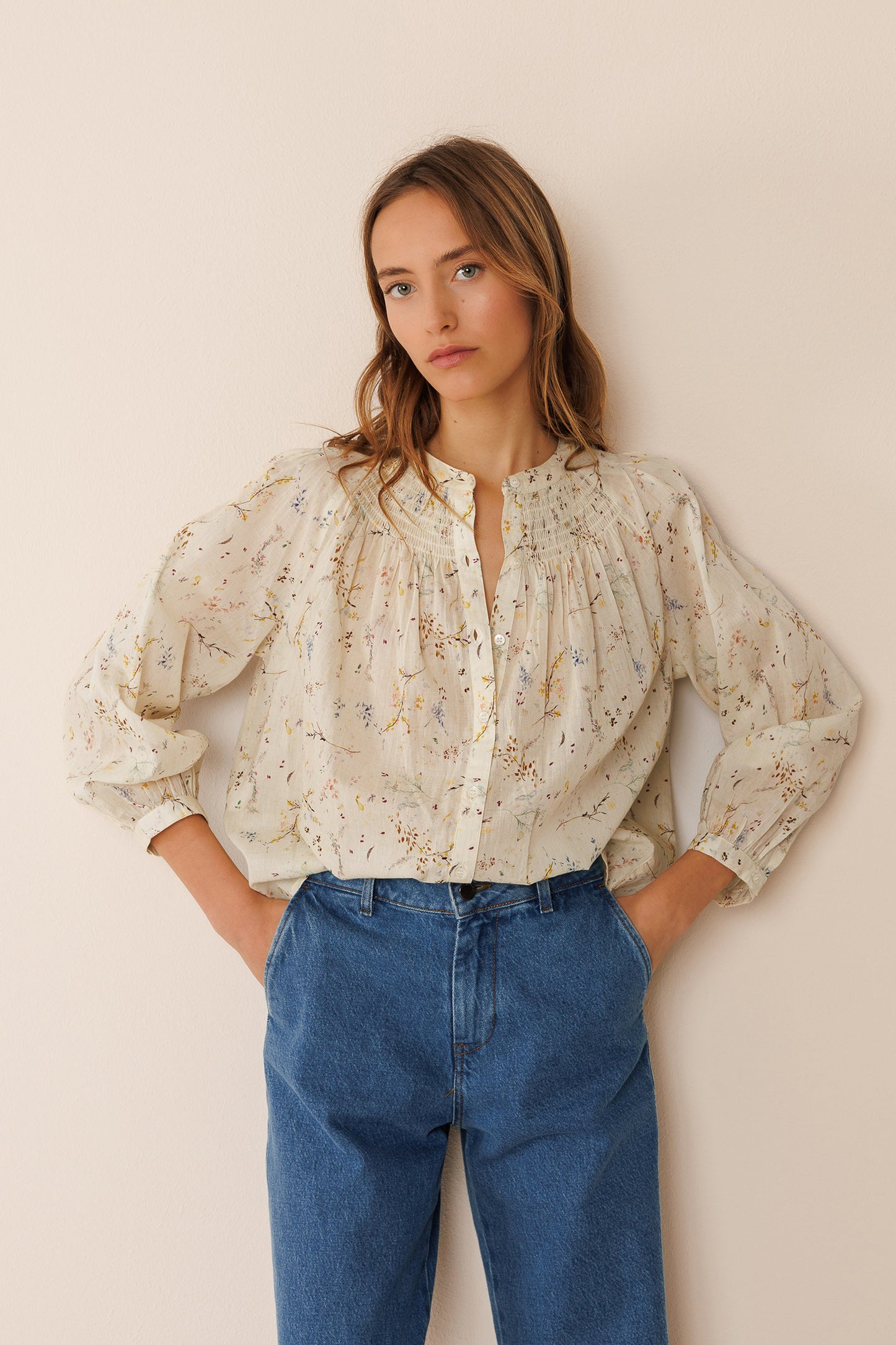 Indi and Cold Long Sleeve Organic Cotton Shirt Vanilla