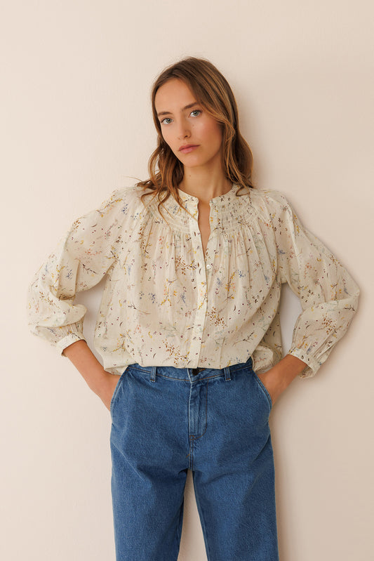 Indi and Cold Long Sleeve Organic Cotton Shirt Vanilla