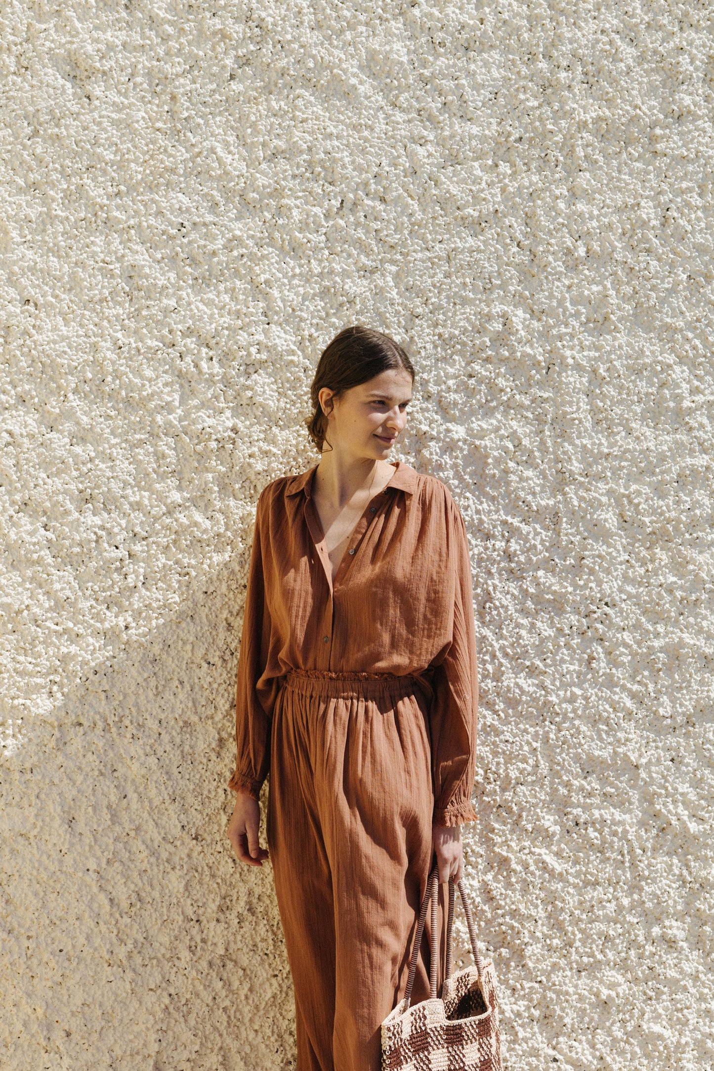 Indi and Cold Long Sleeve Cotton Shirt Cinnamon