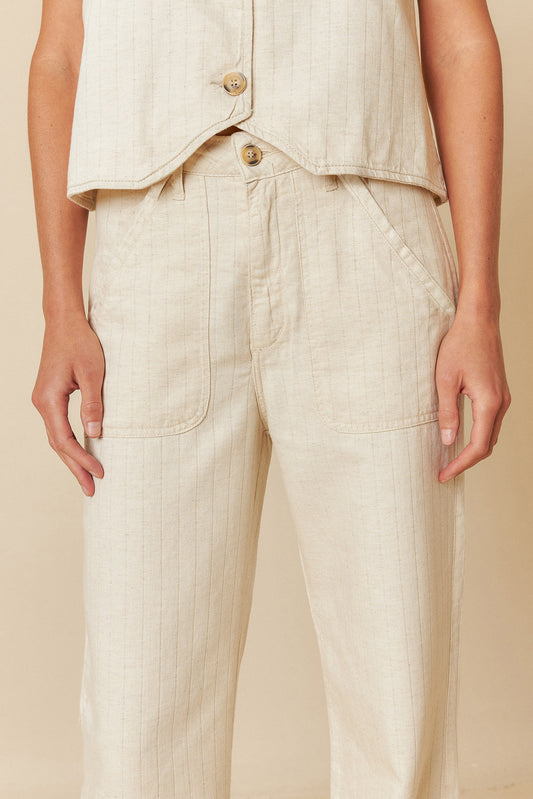 Indi and Cold Pinstripe Twill Pants Ecru