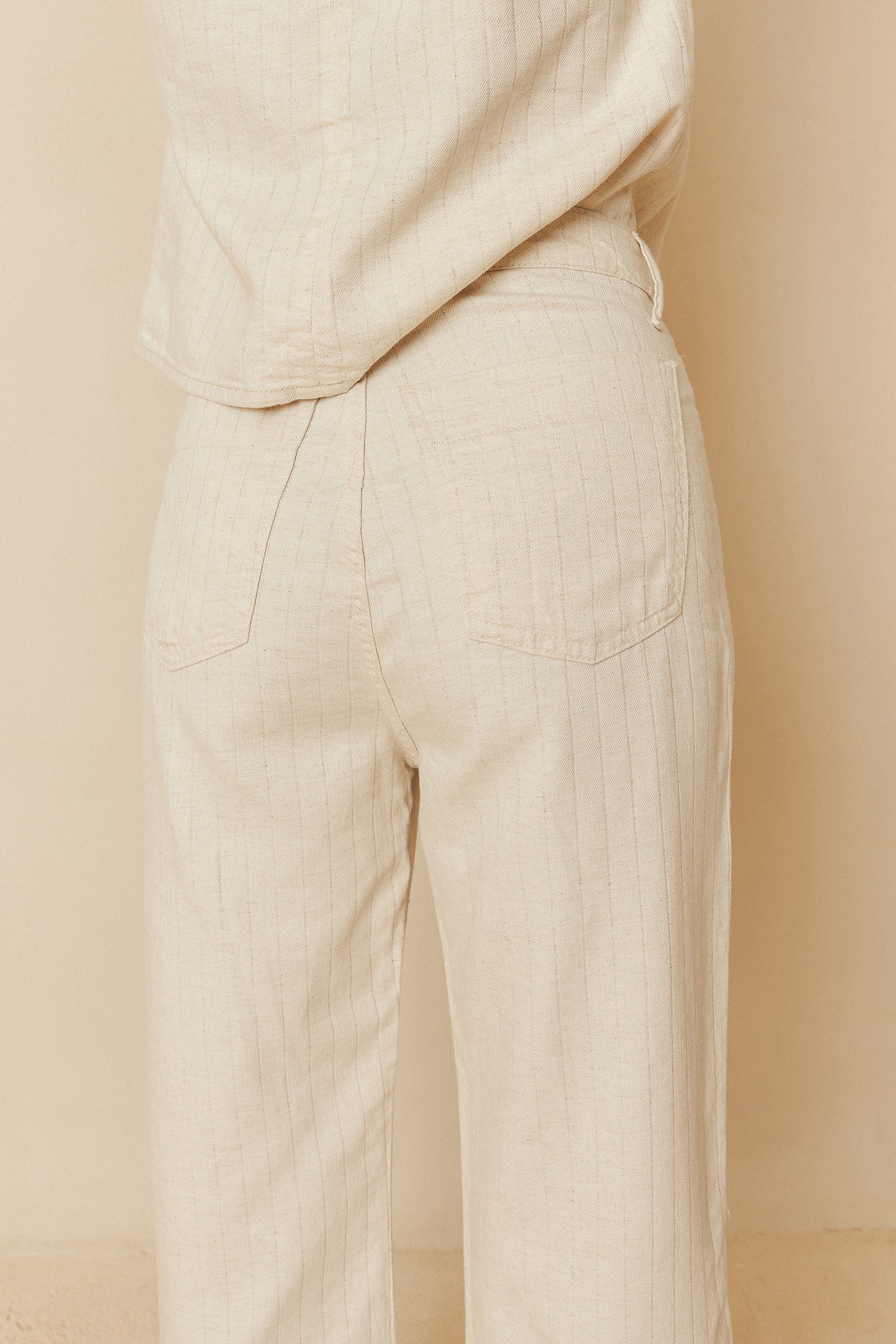 Indi and Cold Pinstripe Twill Pants Ecru