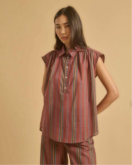 Diega Chimia Cotton shirt Brown Stripes