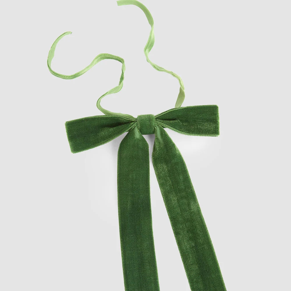 Velvet Tie On Bow Green-Set of 8 pcs