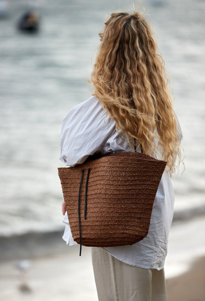 Made In Mada Ampy Bag Tea with leather straps