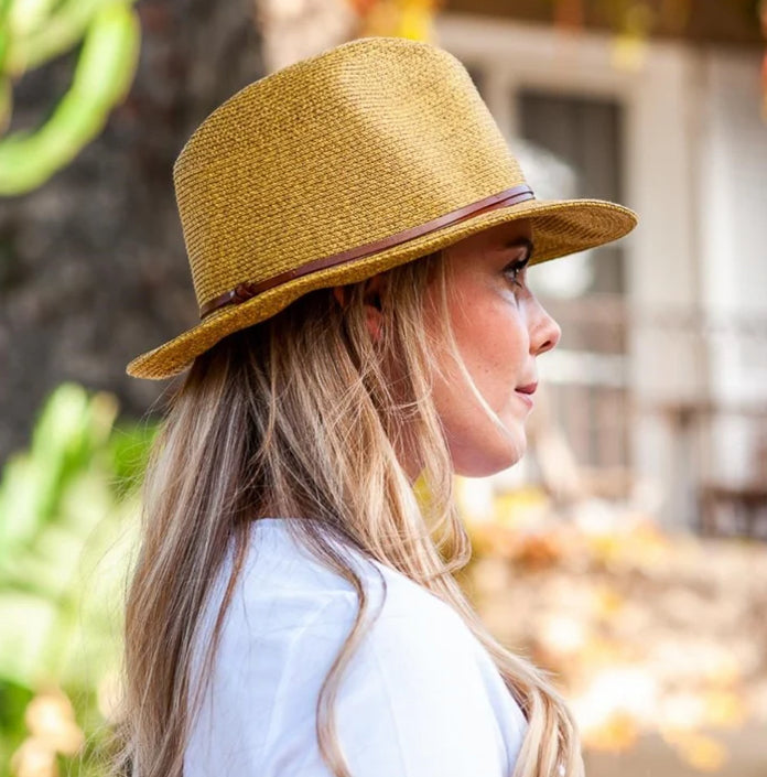 Borsalino Hat leather strap Saffran