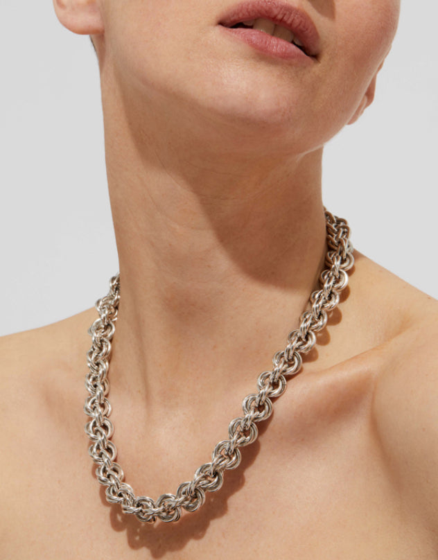 Gas Bijoux Maille Rond Entrecroise Necklace Silver