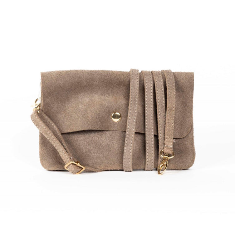 MAISON FANLI Suede Flat Pochette Taupe