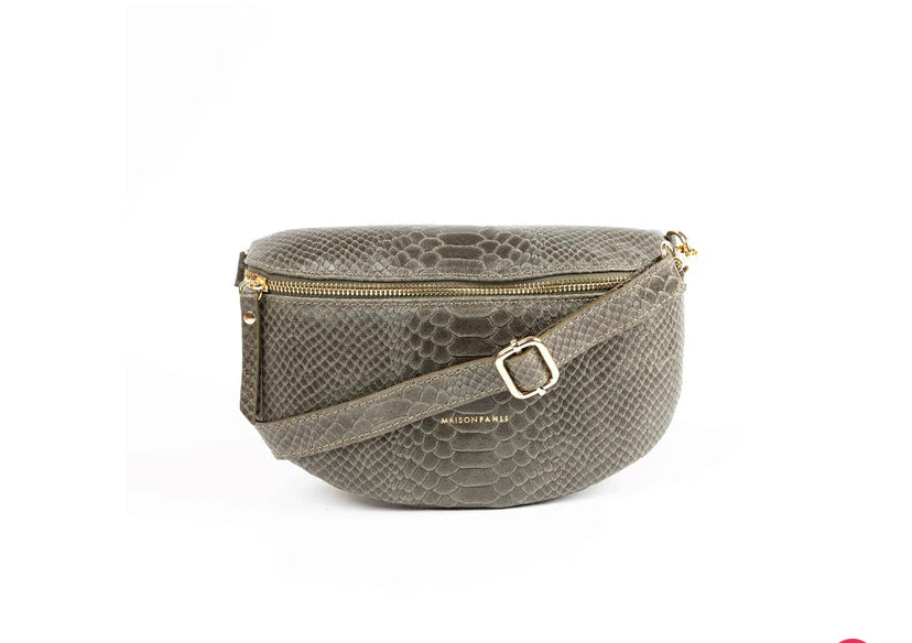 MAISON FANLI Bum Bag Python Khaki