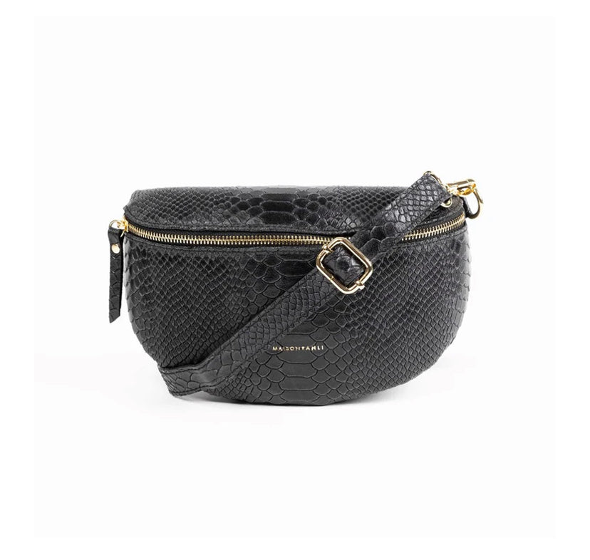 MAISON FANLI Bum Bag Python Black