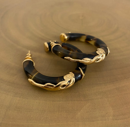 Gas Bijoux Earrings Cobra Tortoise Small