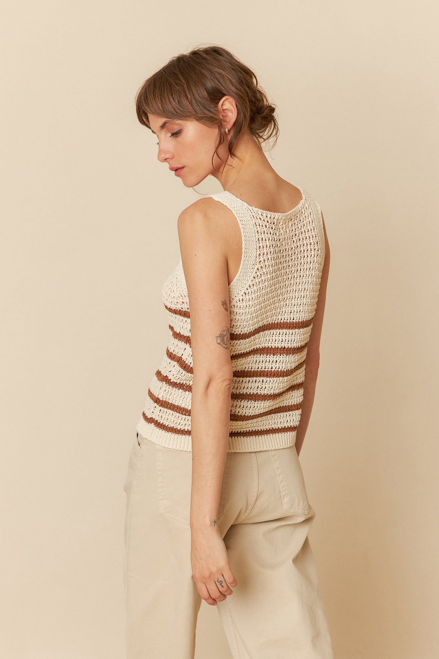 Indi & Cold Caramel Stripe Knitted Singlet