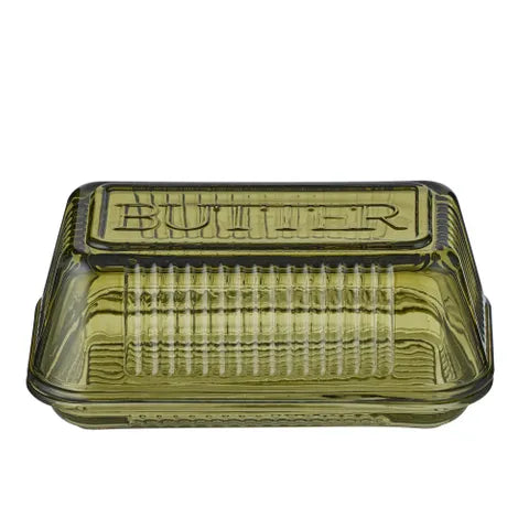 CTC Lia Green Glass Butter Dish