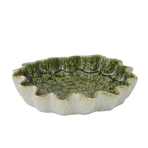 CTC large Urna ceramic dish Olive green