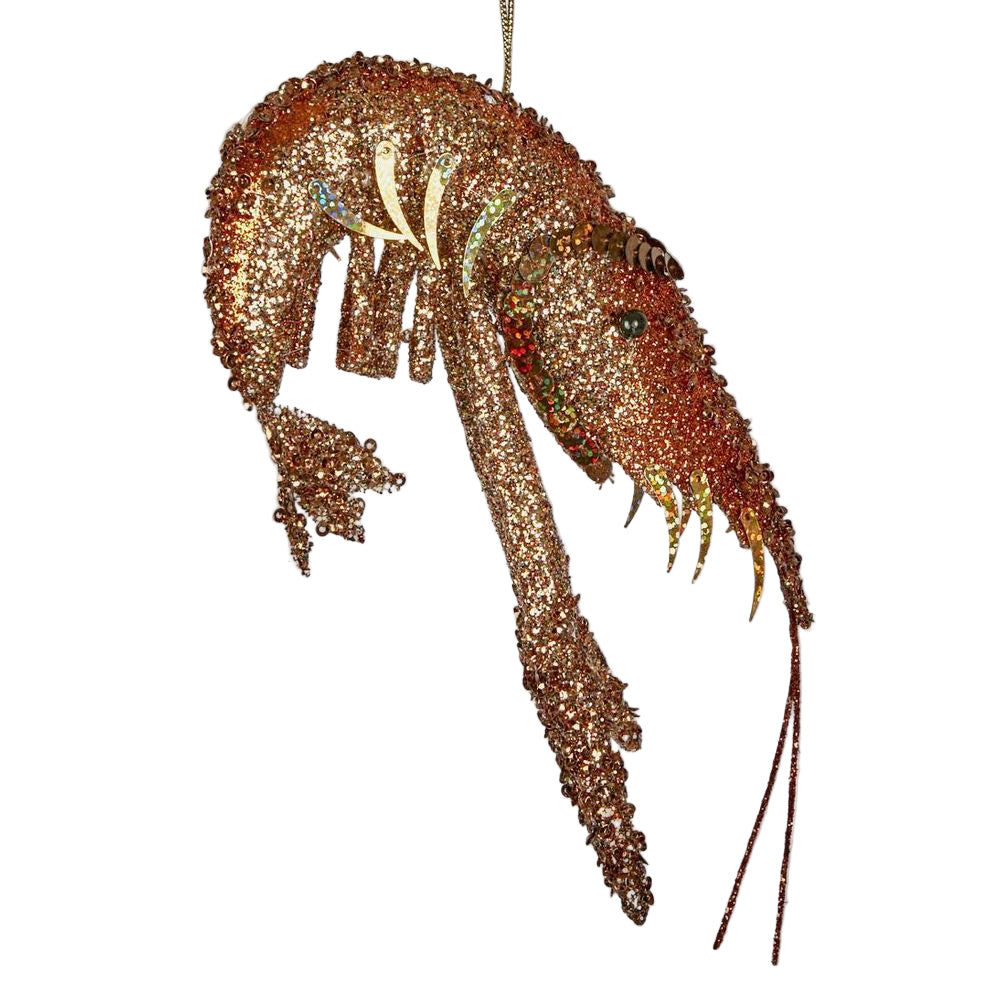Lester Glitter Prawn Ornament Bronze