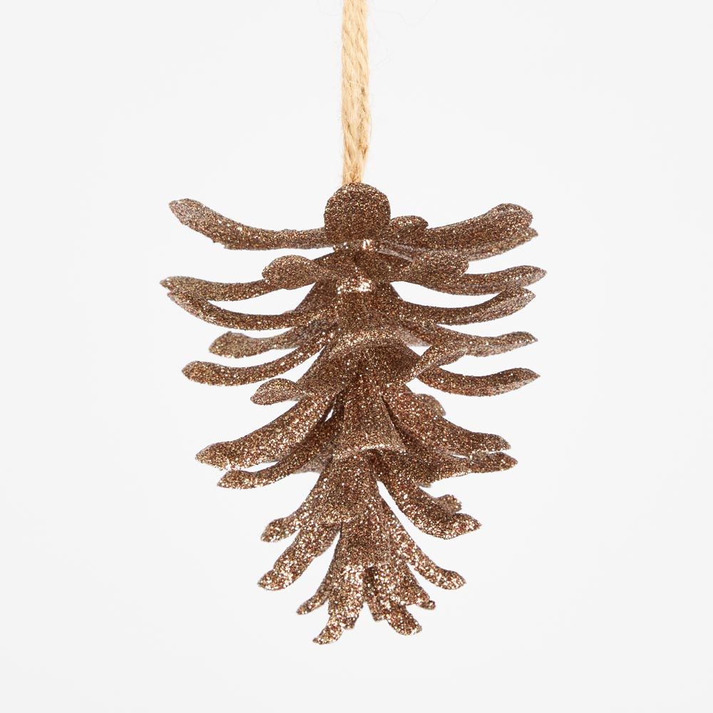 Glitter Hanging Pine Cone Copper