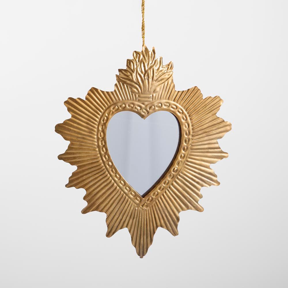 Sunburst Mirror Heart Hanging Decoration Small