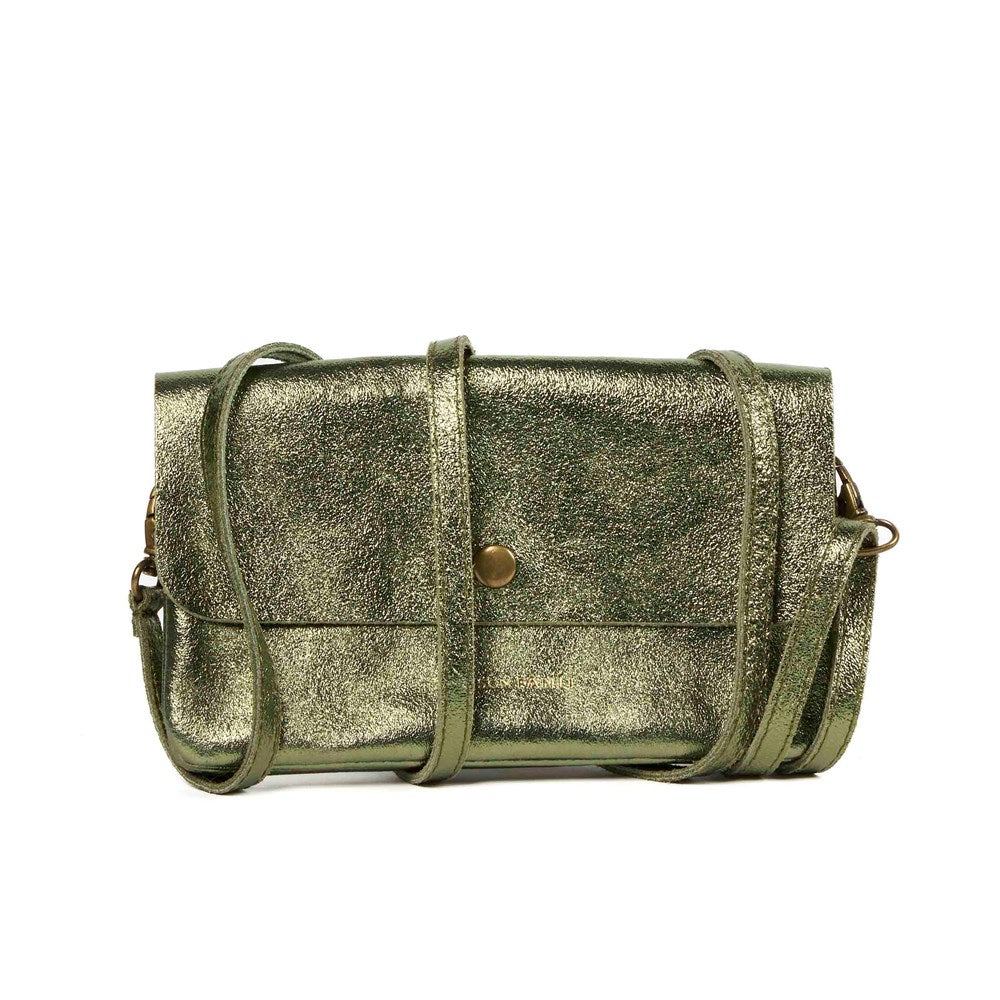 MAISON FANLI Metallic Flat Pochette Khaki