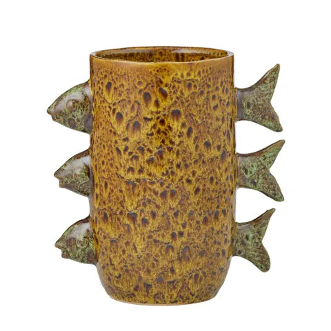 CTC Fish Ceramic Vase Olive