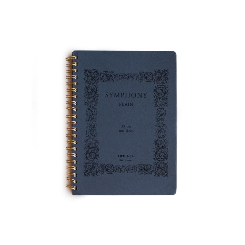 Japanese Paper 'Symphony' Notebook - Plain - A5 - Navy