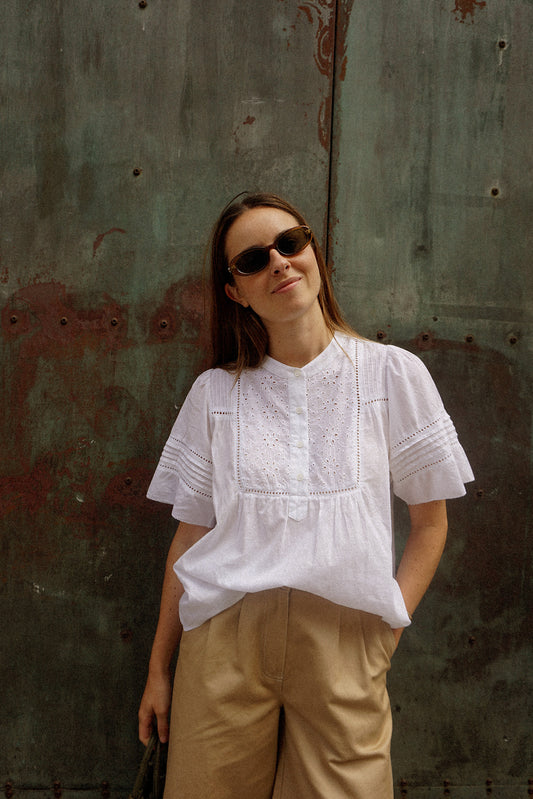 Indi & Cold Short Sleeve Organic Cotton Shirt White