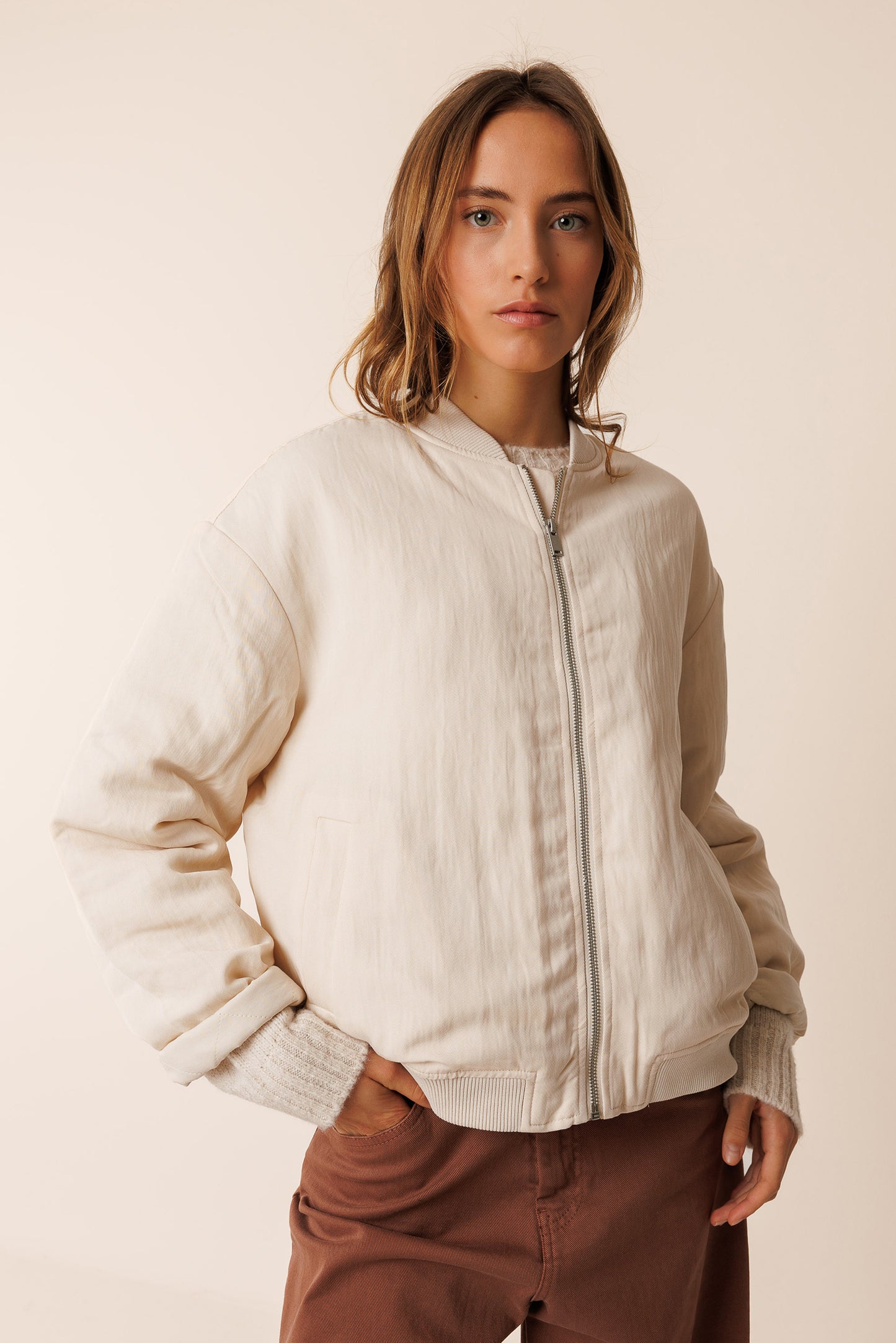 Indi & Cold Bomber Jacket Ecru