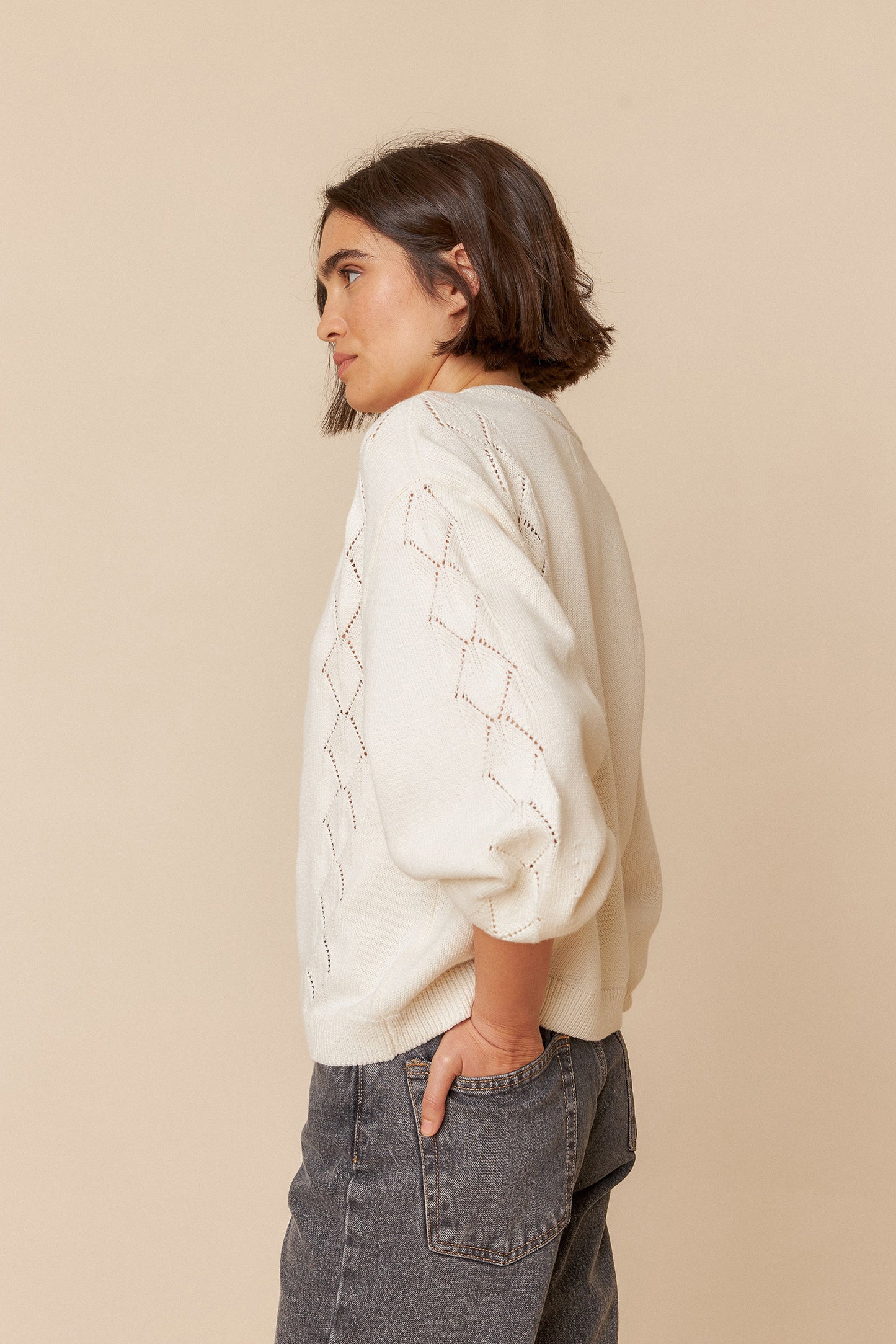 Indi & Cold Organic Cotton Knitted Cardigan Off White