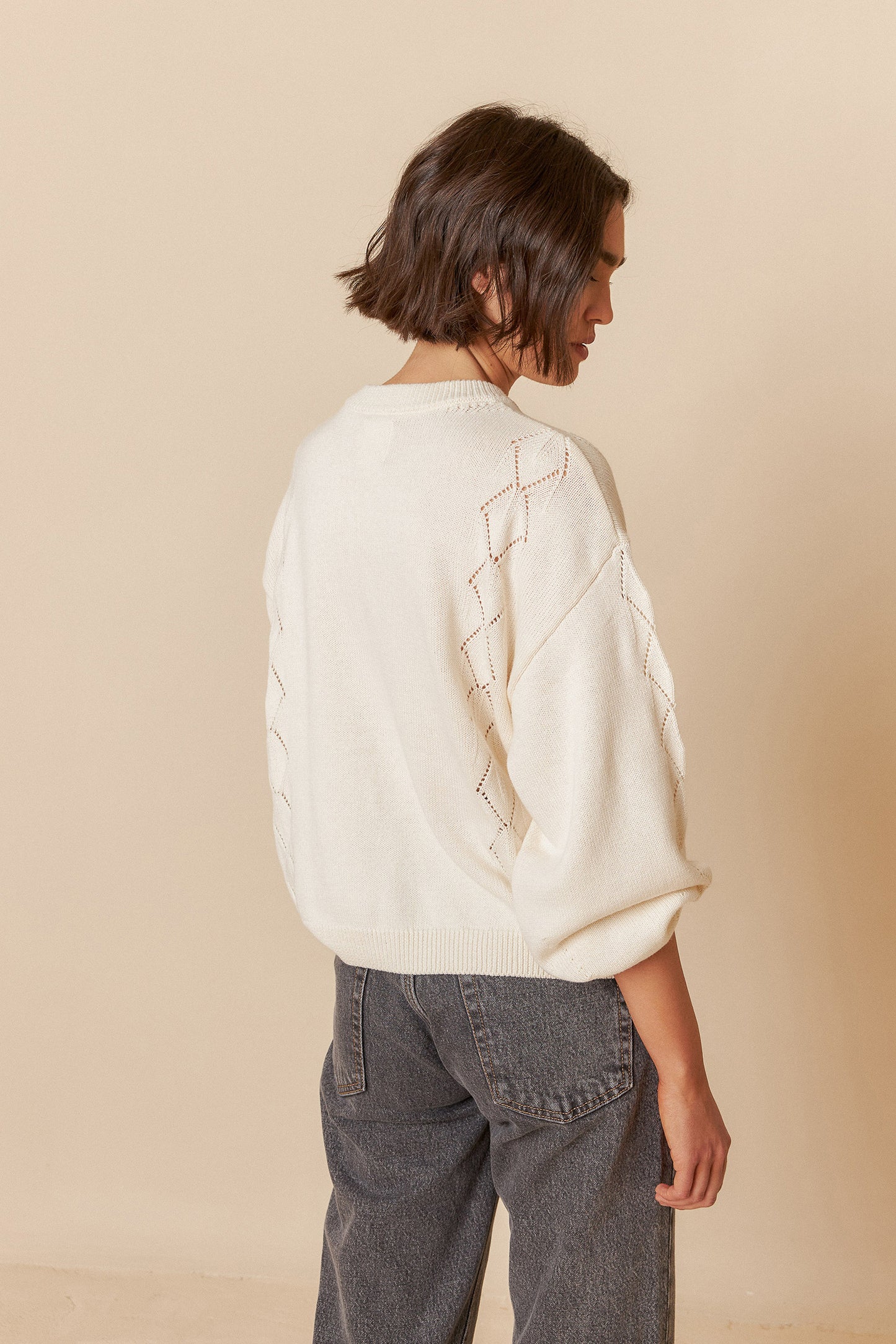 Indi & Cold Organic Cotton Knitted Cardigan Off White