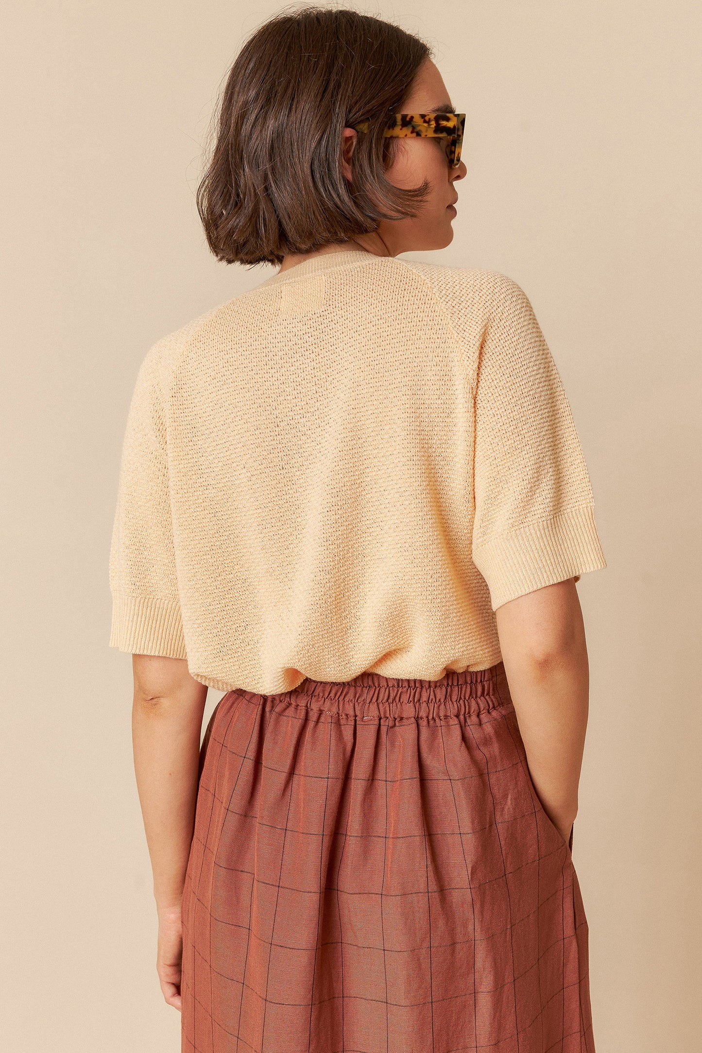 Indi & Cold Cotton Short Sleeve Cardigan Melon