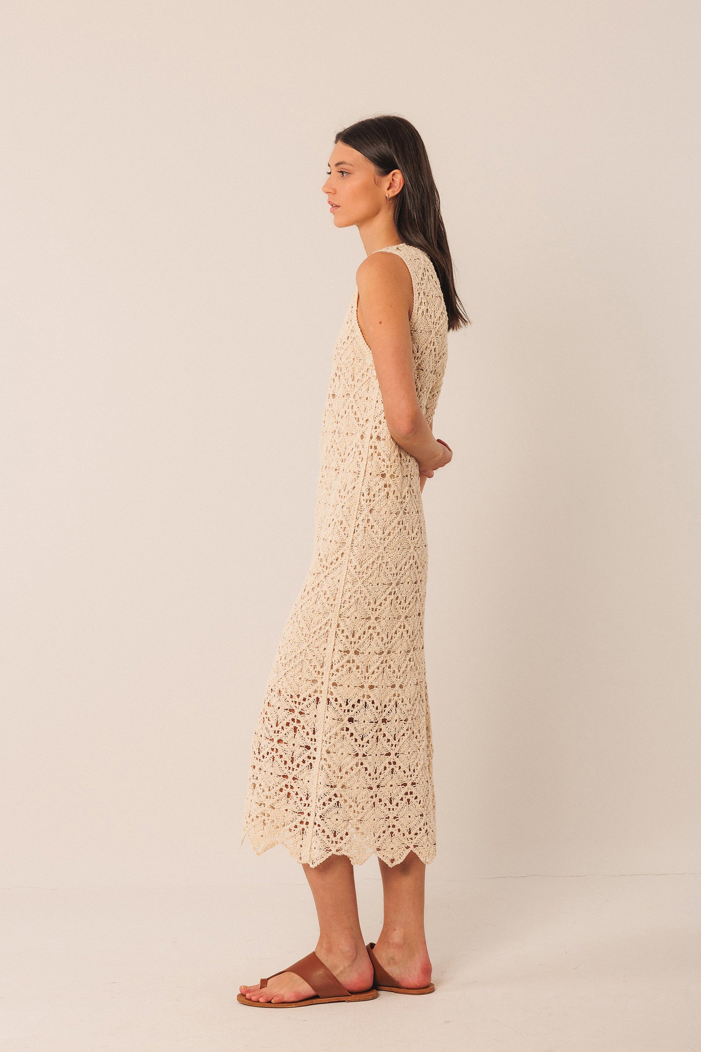 Indi & Cold Crochet Dress Ecru