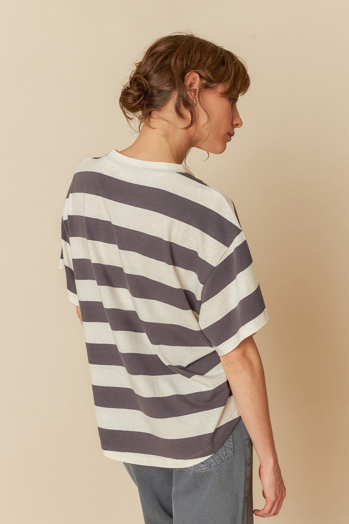 Indi & Cold Tee Shirt Dark Grey Stripe