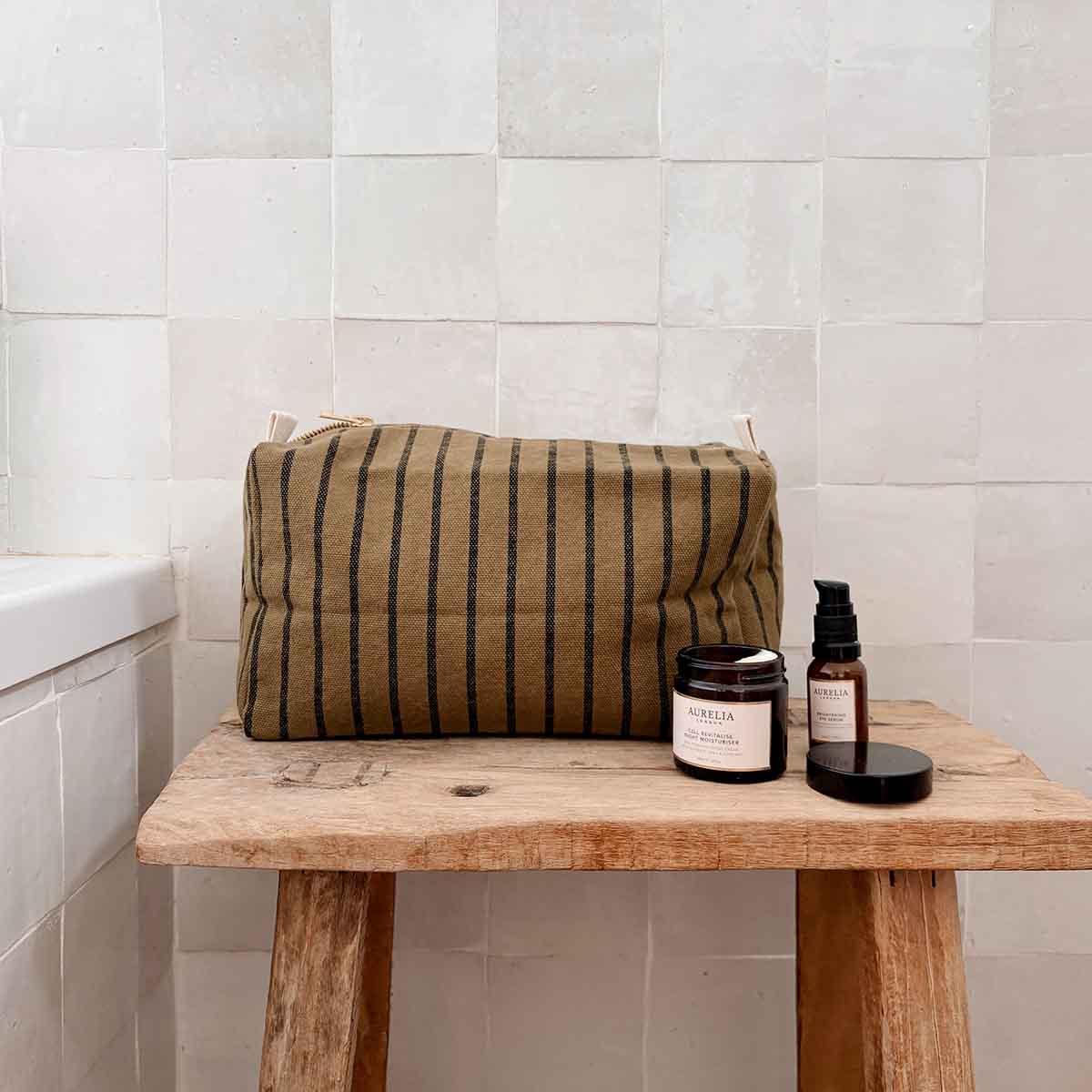 Toiletry Bag Tennis Stripes Black/Olive