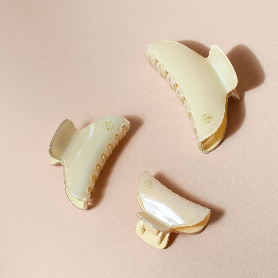 Small Opaline Hair Clip: Ivory