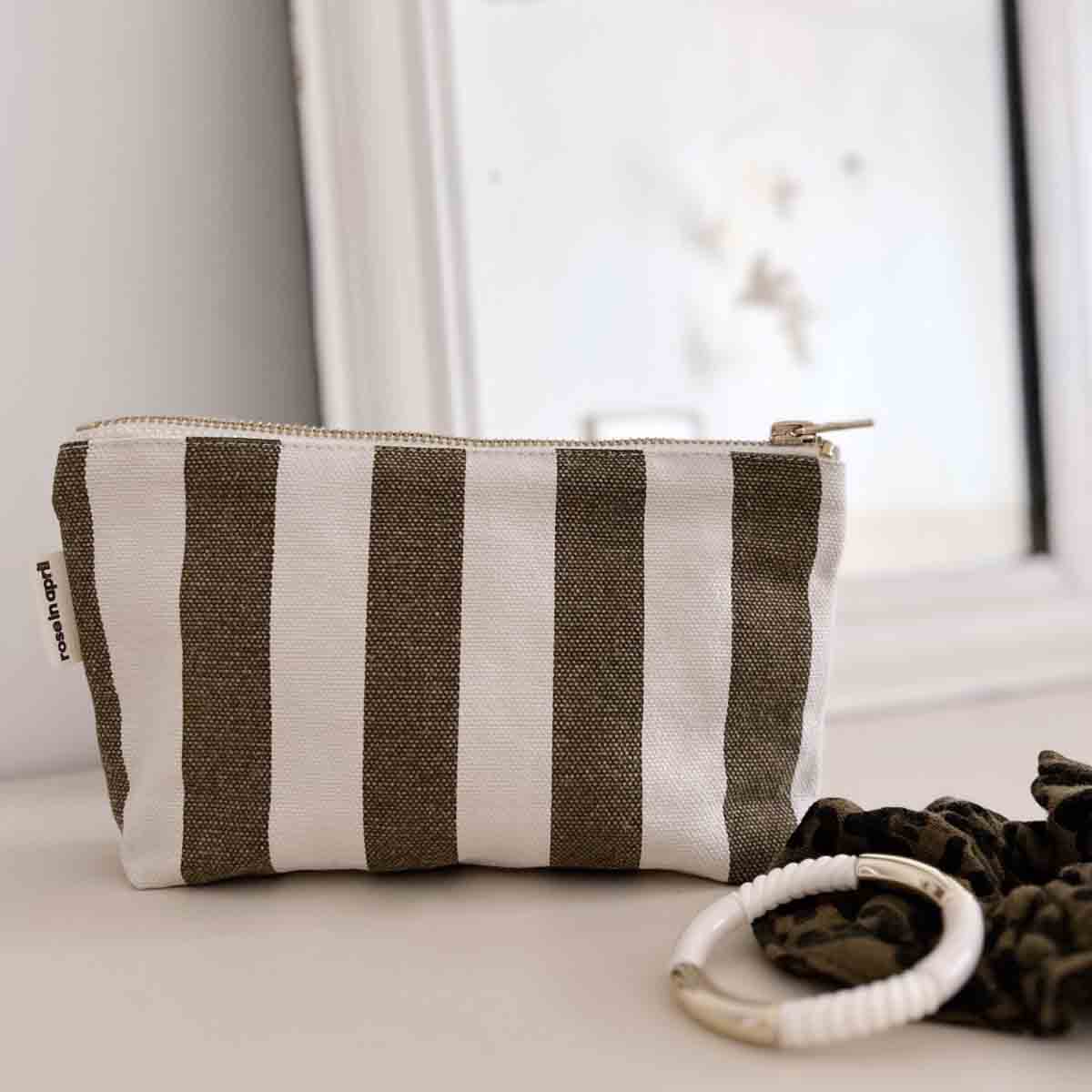 Pouch Large Stripes Olive/Greige