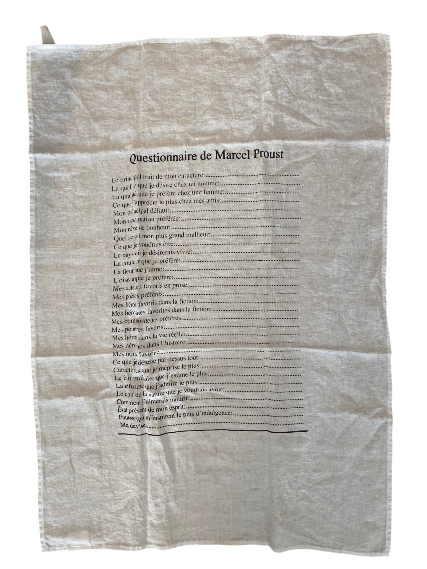 Linen Tea Towel Proust questionnaire