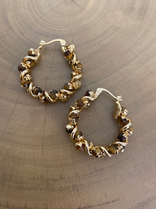 Gas Bijoux Earrings Eurydice Tiger Eye