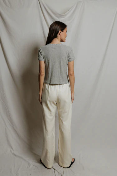 PWT Vivian Hemp Cotton Tee Natural/Black Stripe