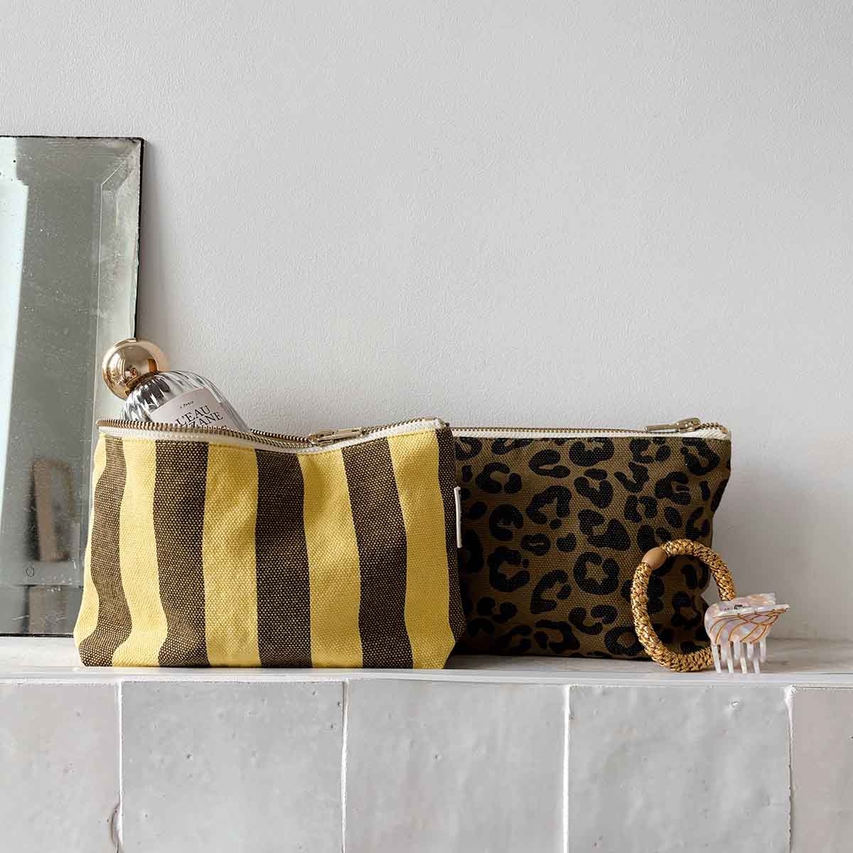 Pouch Lemon/Olive Stripes