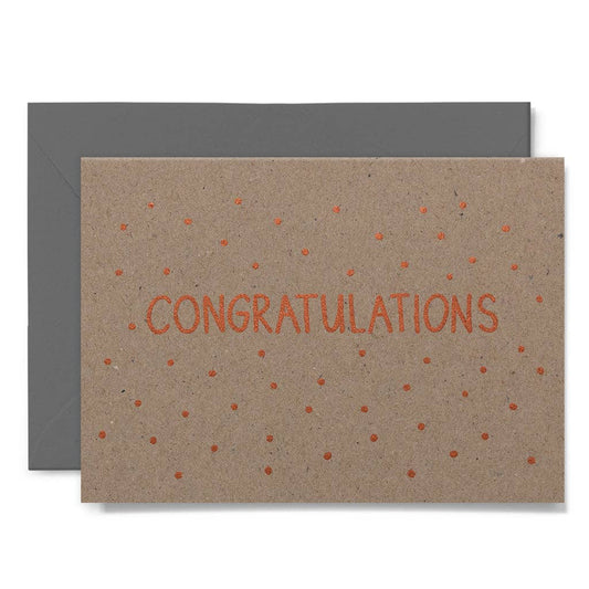 CONFETTI CONGRATS Copper on natural card