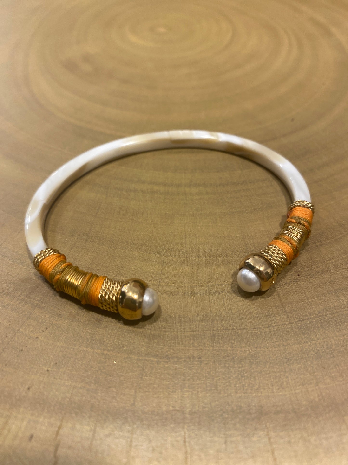 Gas Bijoux Bracelet Sari Ivory with Orange