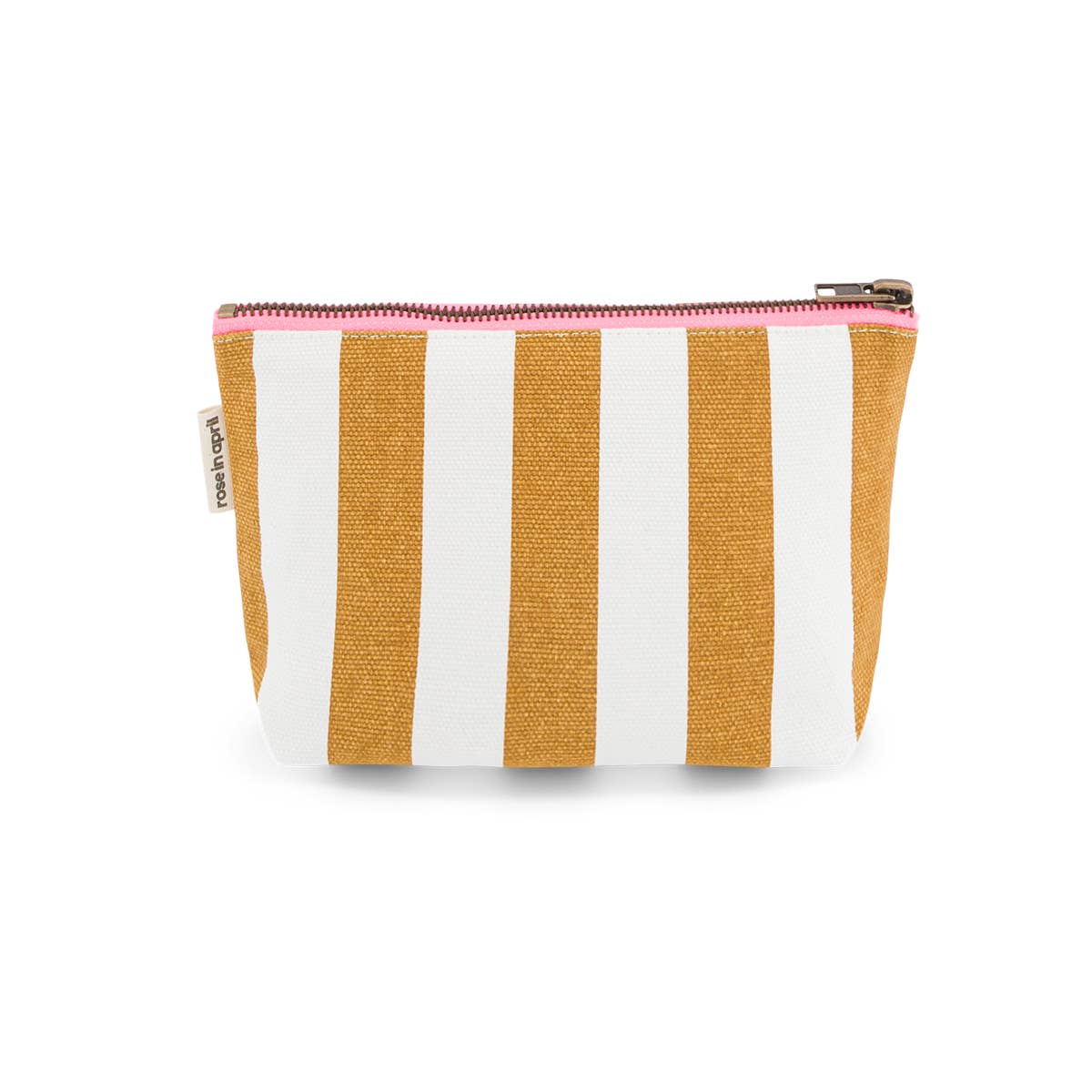 Pouch Large Stripes Ecru/Caramel