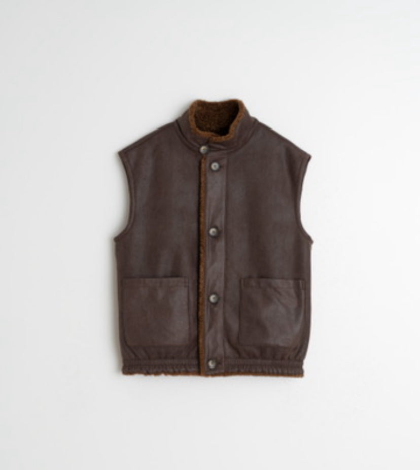 Indi & Cold Reversible Sleeveless Jacket Chocolate