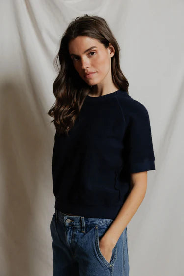 PWT Kennedy Fleece Short Sleeve Top Navy